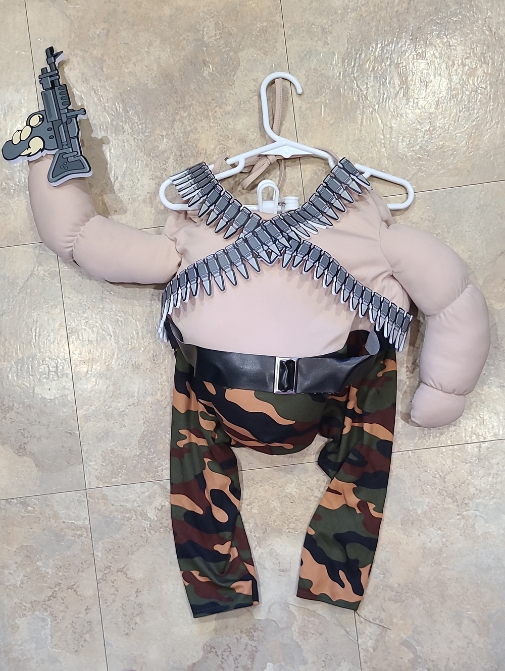 Dog Costume with Pink Top and Bullet Bandolier - Picture 3 of 13